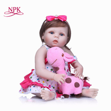 NPK 22-дюймовые куклы для новорожденных, детские силиконовые виниловые новогодние подарки для девочек, Реалистичная детская игрушка 2024 - купить недорого
