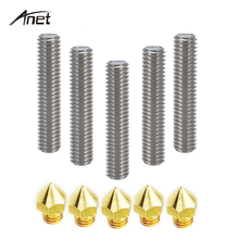 Anet A6 5pcs 40mm Extruder 1.75mm Throat Tube 5pcs 0.4mm Brass Extruder Nozzle Print Heads for MK8 Makerbot Reprap 3D Printer 2024 - buy cheap