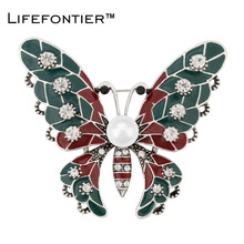 Lifefontier жемчуг Зеленая бабочка Броши для женщин Чешский кристалл брошь сплав броши с насекомыми Пряжка броши 2024 - купить недорого