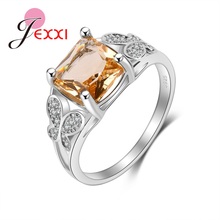 Anel de borboleta bonito linda jóias em forma de quadrado champanhe zircônia cúbica 925 prata esterlina feminino anéis de presente de casamento 2024 - compre barato