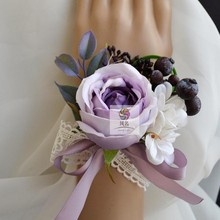 Flor de muñeca de niña y boda novia dama de honor flor hecha a mano flores artificiales novio Boutonniere padrino boutonniere 2024 - compra barato