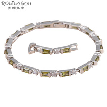 ROLILASON easy chic design rectangle light green crystal zircon silver color chain Bracelets classic gift fashion jewelry TBS787 2024 - buy cheap