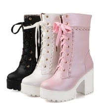 Botas japonesas de couro para outono e inverno, novas sapatos de salto alto de 9cm, para cosplay lolita. 2024 - compre barato