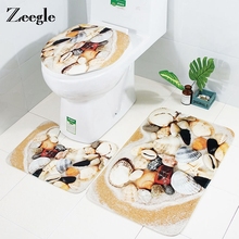 Zeegle escudo impresso 3 pçs tapete de banho conjunto antiderrapante tapetes do banheiro tapetes de flanela pedestal tapete de cobertura de toalete 2024 - compre barato