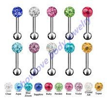 Showlove Lote de 10 pc Assorted Cristal Ferido Helix Tragus Cartilagem Da Orelha Parafuso Prisioneiro Da Orelha Piercing Jóias Barbell 2024 - compre barato