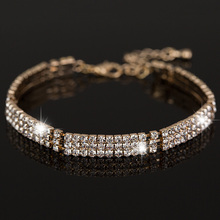 Novo 2018 fashion totalmente strass cristal ouro & prata pulseiras banhadas bracelete para mulheres acessórios de joias de luxo # b065 2024 - compre barato