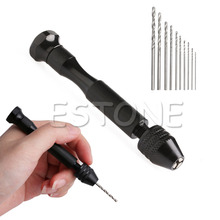 Hot Micro Aluminum Hand Drill Keyless Chuck + 10pcs Twist Drills Rotary Tools- 2024 - buy cheap