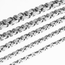 4/5/7/8/10/12/15MMCool Heavy Stainless Steel Silver Color Byzantine Box Chain Handmade Jewelry Men's Necklace Or Bracelet 7"-40" 2024 - buy cheap