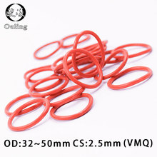5PC/lot Red Silicone Ring Silicon/VMQ O ring 2.5mm Thickness OD32/33/34/35/36/40/42/44/45/48/50*2.5mm Rubber O-Ring Seal Gasket 2024 - buy cheap