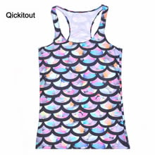 Qicitout blusas femininas de verão, sem mangas, impressão digital, casual, escala de cor, flash, chip, regata feminina, colete, 2016 2024 - compre barato