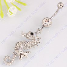 Hippocampus Navel ring body piercing jewelry fashion Woman belly ring Retail 14G 316L surgical steel bar Nickel-free 2024 - buy cheap