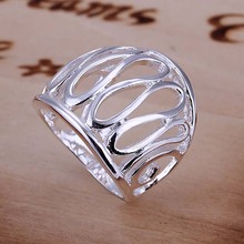 Atacado anel banhado a prata, joias de moda, presente para homens e mulheres de polegar oco anéis de dedo de joalheria de prata 2024 - compre barato