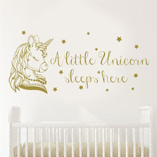 A Little Unicorn Sleeps Here Vinyl Quote Wall Sticker Nursery Girls Decals Art Home Decor Baby Room Cartoon Removable Mural BO60 2024 - buy cheap