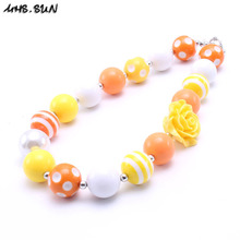 MHS.SUN Fashion Yellow Flower Children Kids Beads Necklace For Girls Chunky Bubblegum Necklace Handmade Chunky Party Jewelry 2024 - buy cheap