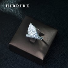 HIBRIDE Fashion Luxury Flower Leaf AAA Cubic Zirconia Brand New Engagement Ring For Women Glitter Elegant Hand Made Ring R-07 2024 - buy cheap