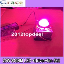 1 juego de luz led de 20W DIY, chip 380-840nm, controlador, disipador térmico, ventilador y lente led, 5Kit 2024 - compra barato