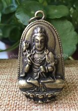 China Pure Copper Brass Padmapani Kwan-Yin Buddha Amulet Statue Pendant 2024 - buy cheap