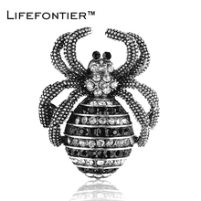 Lifefontier Rhinestones Small Spider Brooches For Women Men Alloy Crystal Vintage Fashion Jewelry Accessories Exquisite Brooch 2024 - buy cheap