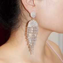 New Full Shiny Rhinestone Chain Dangle Earrings For Women Fashion Jewelry Boutique Long Dress Statement Earrings Accessories 2024 - buy cheap