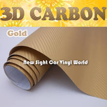 Gold 3D Carbon Fiber Vinyl Wrap Roll Air Release For Car Stickers   Size: 1.52*30m/Roll 2024 - купить недорого