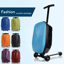 New design cool scooter luggage bag suitcase with wheels skateboard carry ons luggage travel trolley case man women luggage 2024 - buy cheap