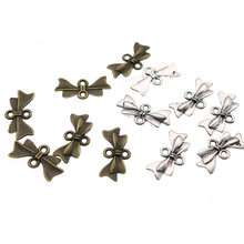 50pcs/lot 21x10mm Metal Bowknot Charms Connectors Clasps Jewelry Findings for DIY Bracelet Earring Jewelry Making Z1081 2024 - buy cheap