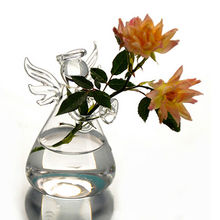 Clear Angel Shape Glass Hanging Vase Terrarium Hydroponic Pot Flower Home Decor Glass Terrarium Hydroponic Pot Angel Shaped Vase 2024 - buy cheap