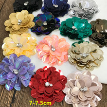 beaded applique patches fashion sequins embroidery fabric flower patch for Clothing parches Rhinestones brooch 2024 - buy cheap