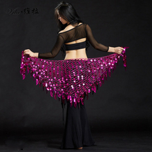Ropa de danza del vientre para mujer, falda de cinturón con lentejuelas multicolor, envoltura de cadera, 11 colores 2024 - compra barato