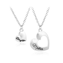 Diomedes 2PC Women Fashion Silver  Heart Pendant Jewelry Mother Daughter Necklace Mothers Day Gift Wholesale Drop Shipping May20 2024 - buy cheap