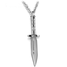 DoreenBeads Stainless Steel Dagger Necklace Pendant Men Jewelry Trendy Weapons Military Knife Mens Necklaces Pendants Chain Gift 2024 - buy cheap