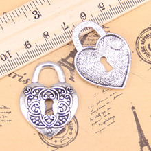 24pcs Jewelry Charms heart lock 32x22mm Antique Silver Plated Pendants Making DIY Handmade Tibetan Silver Jewelry 2024 - buy cheap