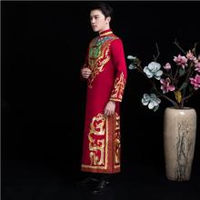 Asia Element male Tang Suits Jacket + Robe traditional Wedding costume groom Gown wedding bridegroom Clothes for Oversea Chinese 2024 - buy cheap