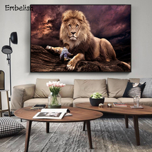 Embelish 1 piezas León y niño pequeño arte en la pared con animales fotos para sala de estar HD lienzo impreso pinturas decoración del hogar carteles 2024 - compra barato