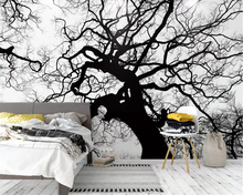 Beibehang-papel tapiz minimalista moderno en blanco y negro, boceto, árbol grande, mural, madera abstracta, TV, Fondo de pared 3d 2024 - compra barato