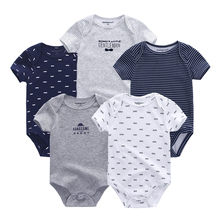 5pcs newborn baby romper male baby clothes girls clothes summer fashion print jumpsuit jumpsuit 100% cotton tights 0-12m 2024 - buy cheap