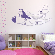 Adesivo de parede avião com desenho animado, decoração criativa, avião, vôo, adesivo de parede vinil, quarto infantil, berçário, pôster de mural, ea956 2024 - compre barato