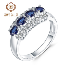 Anel de prata esterlina 925 com pedra preciosa, anel feminino com safira azul natural, joia para balé para mulheres 2024 - compre barato