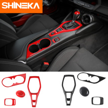 SHINEKA Interior Mouldings Set For Chevrolet Camaro 2017+ Gear Panel Cigar Lighter Front Cup Holder Sticker for Camaro 2017+ 2024 - buy cheap