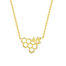 Cute Bee Korean Accessories Beehive Shape Pendant Necklaces for Women Small Honeycomb Fashion Jewelry Geometric Chokers 2024 - buy cheap