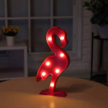 Kawaii 3D Red Flamingo Night Lights Plastic 7 LED Table Lamp Kids Bedroom Bedside Party Wedding Home Fairy Light Decor Battery 2024 - buy cheap