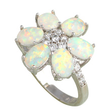 Flower Design High quality White zirconia crystal Green Fire Opal Silver Stamped Fashion Jewelry Ring USA Sz #6 #7 #8#9 OR600A 2024 - buy cheap
