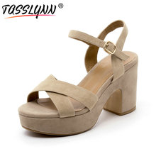 TASSLYNN-Sandalias de plataforma para niño de gamuza PU, correa de hebilla de verano con zapatos de boda, tacones cuadrados altos para fiesta, talla 34-39, 2019 2024 - compra barato