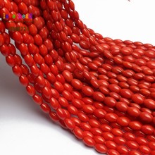 Natural Red Coral Rice Shape Beads for Jewelry Making Beaded Bracelet DIY Jewelry 15" 4x8mm 5x8mm 6x9mm 2024 - buy cheap