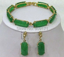 Free Shipping>>>Green stone Link Bracelet earrings Set 2024 - buy cheap