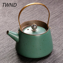 220 мл Японский керамический античный чайник домашний чайник с медной ручкой креативная посуда для напитков 2024 - купить недорого