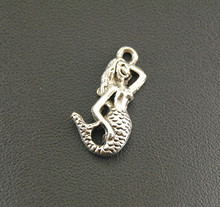 50 pcs  Silver Color Mini Mermaid Charm Metal Bracelet Necklace Jewelry Findings A561 2024 - buy cheap