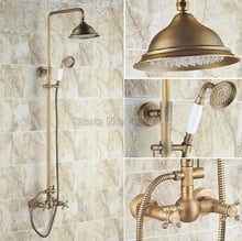 Antique Brass Bathroom Wall Mounted Rain Shower Faucet Set with Handheld Shower & Dual Handles Mixer Taps Wrs110 2024 - buy cheap