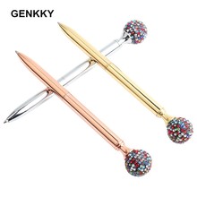 GENKKY Ballpoint Pen Round Colored Diamonds Metal Material Ball Pens For School Office Writing 0.7mm Student Stationery Gift Pen 2024 - buy cheap