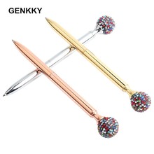 GENKKY-Bolígrafo redondo con diamantes de colores, Material metálico para la escuela, oficina, escritura, 0,7mm, papelería para estudiantes, regalo 2024 - compra barato